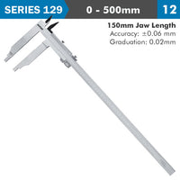 Accud Vernier Caliper 500 Mm 0.06 Mm Acc. 150 Mm 0.02 Mm Grad S/Steel Ac129 020 12