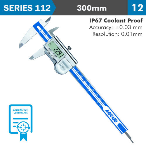Accud Coolant Proof Digital Caliper With Calib Ac112 012 12 Q