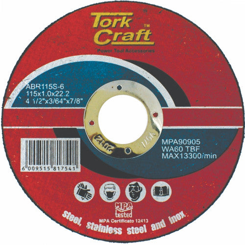 Tork Craft Cutting Disc Steel & Ss 115 X 1.0 X 22.2 Mm Abr115 S 6