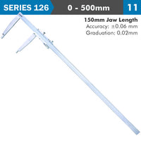 Accud Vernier Caliper 500 Mm 0.06 Mm Acc. 150 Mm 0.02 Mm Grad S/Steel Ac126 020 11