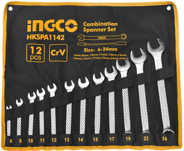 Ingco | Combination Spanner Set  12Pieces (6 – 24mm) - HKSPA1142