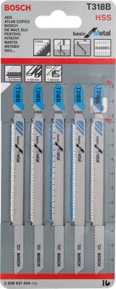 Bosch T318B Jigsaw Blades - HSS Metal Cutting Set (5-Piece) | High-Speed Steel, Metal Saw Blades