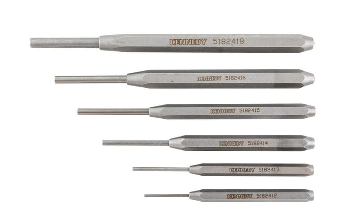 Kennedy Standard Pin Punch Set - 6 Piece - Metalworking Hand Tools - Detail view