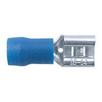 Blue Female Push-On Connector 6.30mm Wide, 16-14 AWG Wire Connector - PK-100 Terminal