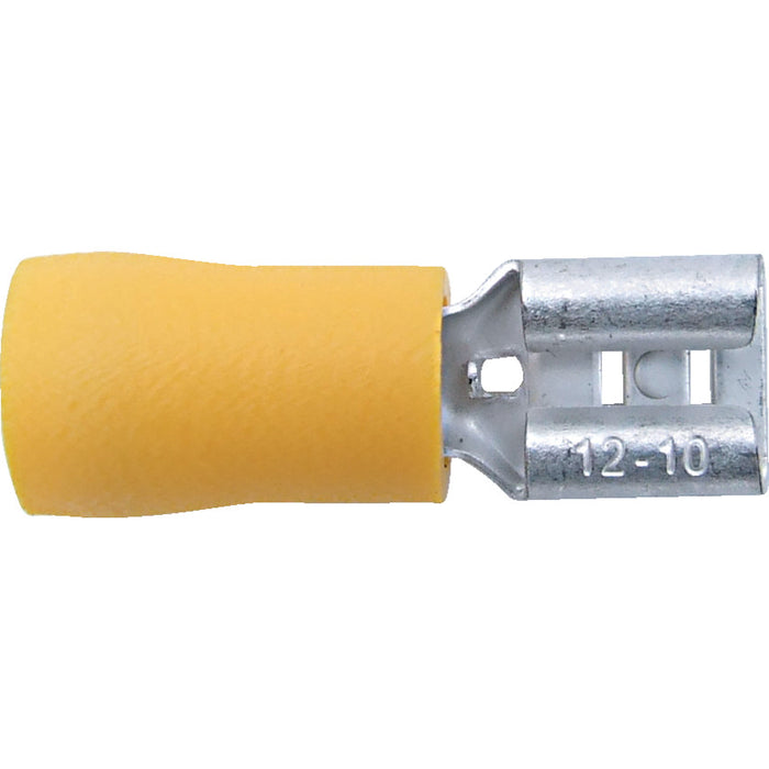 Kennedy 4.00mm Female Socket Connector (PK-100) - chavda.com. Yellow insulated electrical connector, 12-10 wire gauge.