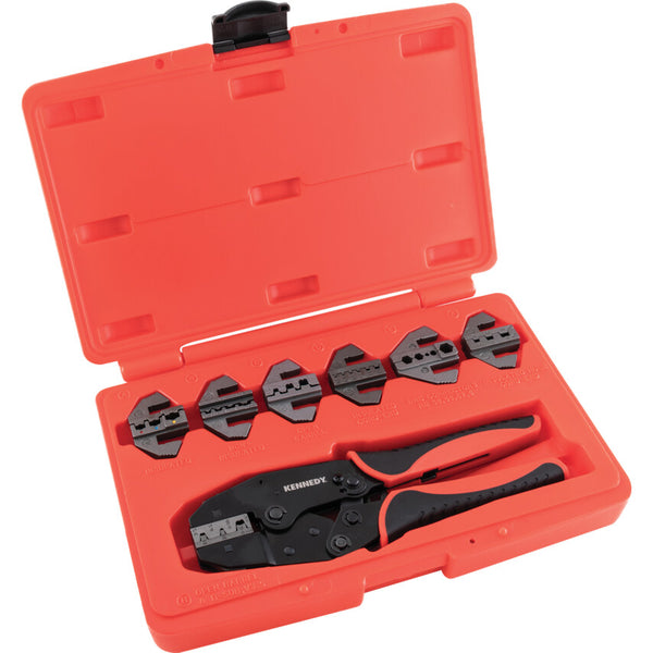 Kennedy RATCHET CRIMPING TOOL C/WINTERCHANGEABLE JAWS 8PC