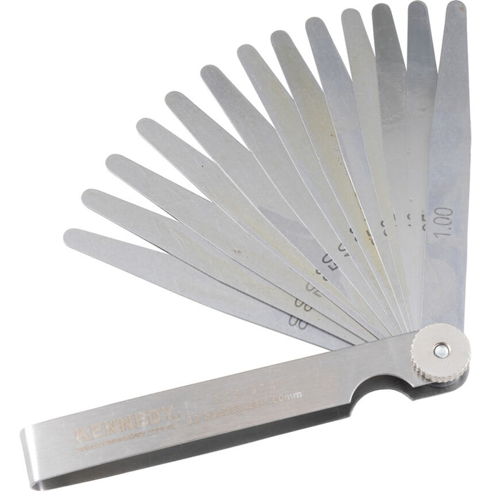 KENNEDY Feeler Gauge: 13-Blade Metric Tool for Precise Gap Measurement