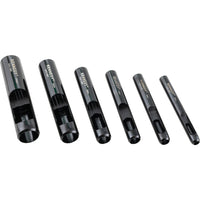 KENNEDY Hollow Punch Set: 6-19mm (6-Piece). Black metal tools for leather, fabric, and more. Quality hole punching kit.