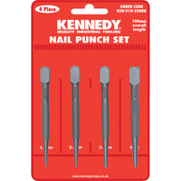 Kennedy Nail Punch Set: 4 Piece, Square Head, Industrial Tooling - High Quality Punches