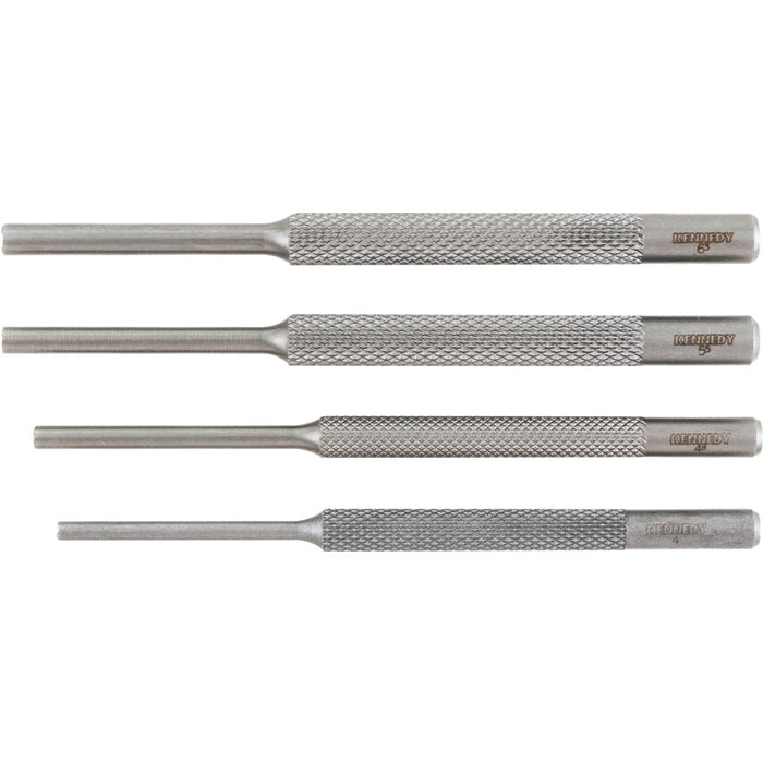 Kennedy Parallel Pin Punch Set Long Series - 4 Piece - Machinist Tool - Drive Pins, Remove Fasteners, Heavy Duty - chavda.com