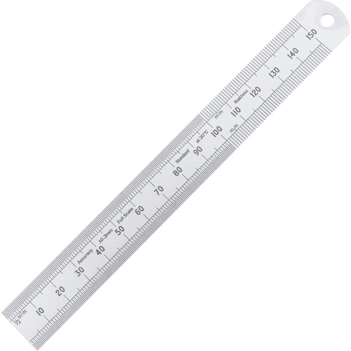 Kennedy 150mm Metal Ruler - Rustless Stainless Steel Measurement Tool - Precision Engineering, Drafting, Round End