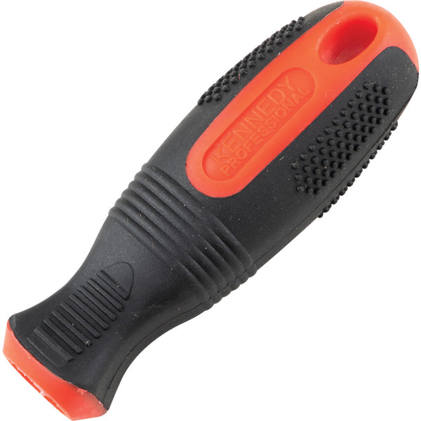 KENNEDY No.0 Bi-Material File Handle - Ergonomic Grip, Durable Tool Handle, Black & Orange Professional File Handle