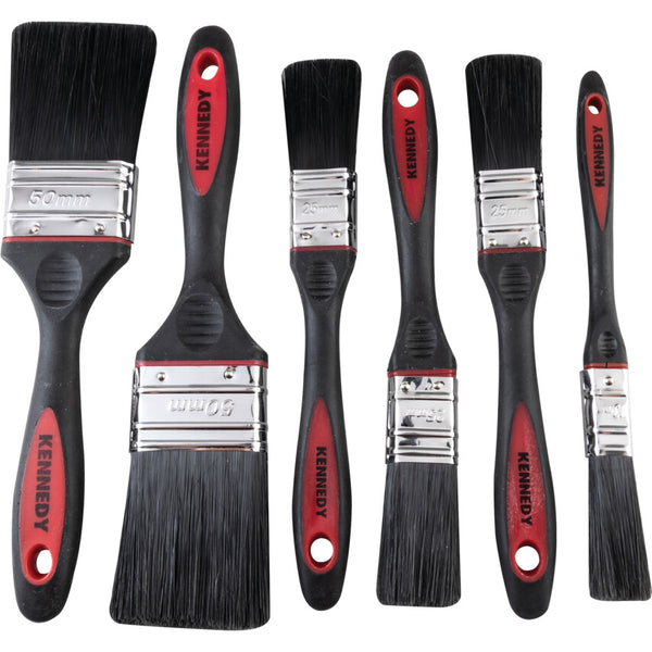 Kennedy Professional Synthetic Paint Brush Set (6pc). Black Bristles. Premium Quality Painting Tools. Perfect for DIY & Professionals