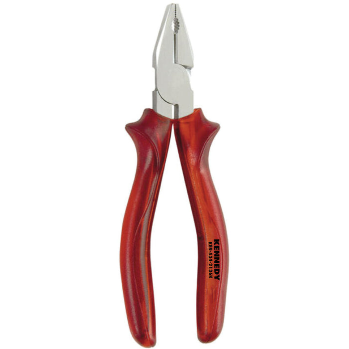 Kennedy Combination Pliers, Insulated Comfort Grip, Red Transparent Handles, 205mm. Professional Grade Pliers.