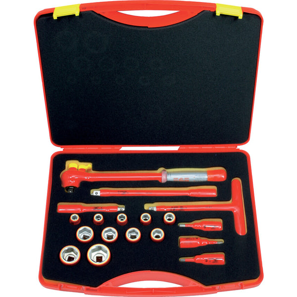 Kennedy Insulated VDE Safety 1/2" Tool Set with Torque Wrench - 18 Pcs. Electrician Tools, VDE Certified.