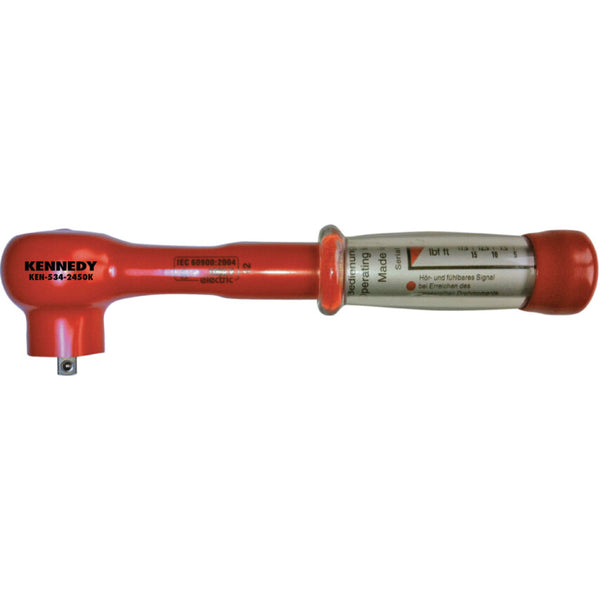 Kennedy Insulated Adjustable Torque Wrench 3/8" Drive 5-50 Nm - 1000V Electrician Tool