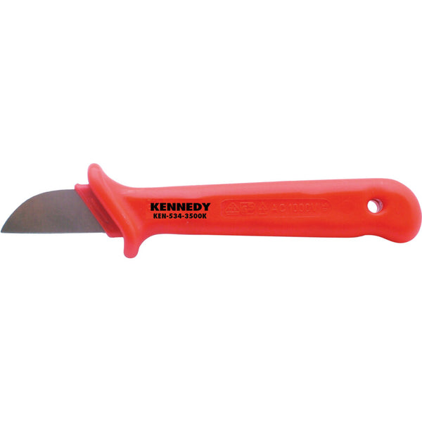 KENNEDY Insulated Cable Knife, 1000V, Straight Blade Cable Stripper with Red Handle