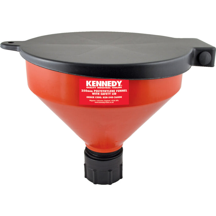 Kennedy 250mm POLYETHYLENE FUNNELC/W SAFETY LID