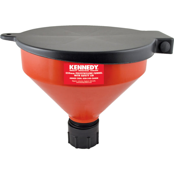 Kennedy 250mm POLYETHYLENE FUNNELC/W SAFETY LID
