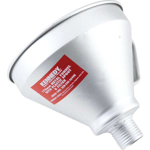 Kennedy 170mm METAL FUNNEL +PLASTIC SPOUT C/W FILTER