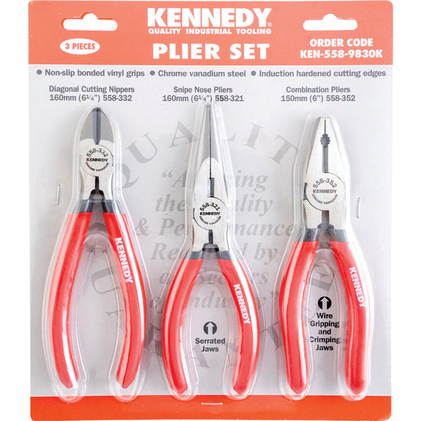 Kennedy 160mm CV PLIER & DIAGONALCUTTER SET 3-PCE