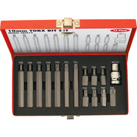 KENNEDY TORX Bit Set, 15 Piece - 30mm & 75mm Bits in Red Metal Case. Model: KEN5736340K