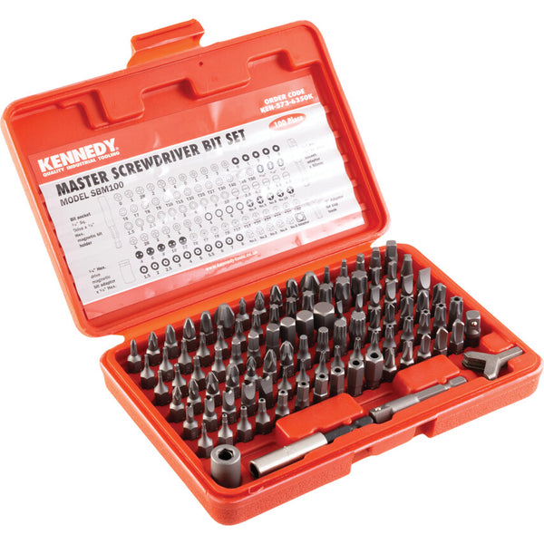 Kennedy 100-Piece Professional Screwdriver Bit Set - High Quality Tool for DIY, Repair, Maintenance