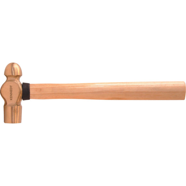 Kennedy 2.5LB Spark Resistant Ball Pein Hammer, Aluminum Bronze Head, Wooden Handle, Non-Sparking Hammer