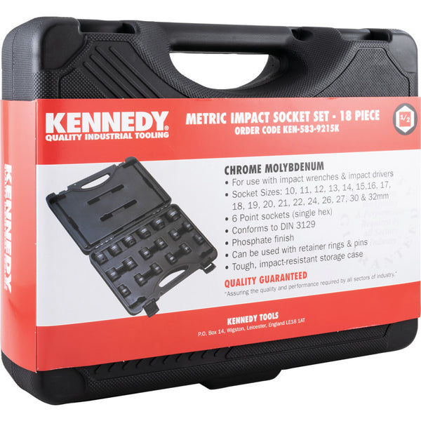 Kennedy PM18M 1/2" SQUARE DRIVE IMPACTSOCKET SET 18PC