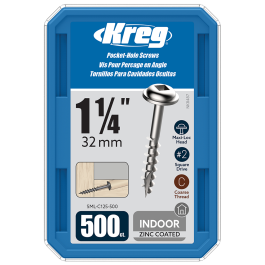 Kreg Kreg Zinc Pocket Hole Screws 32 Mm 1.25' #8 Coarse Thread Mx Loc 500 Ct Kr Sml C125 500