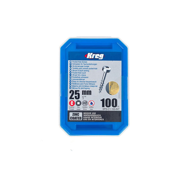 KREG : Zinc pocket hole screws 25mm KR-SPS-C1-100-INT