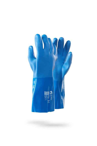 DROMEX Viper Chemical Gloves CAT III [09] - Chemical Resistant Blue Gloves for Industrial Work, Chemical Protection