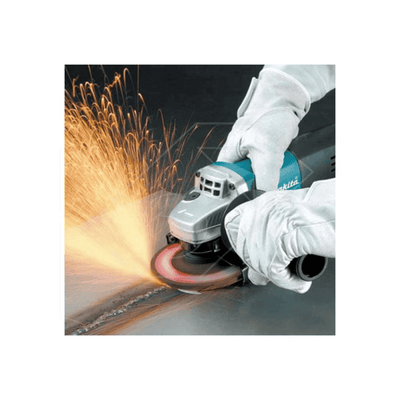Makita 115mm Angle Grinder 840W Metalworking Power Tool. Grinding with sparks flying.
