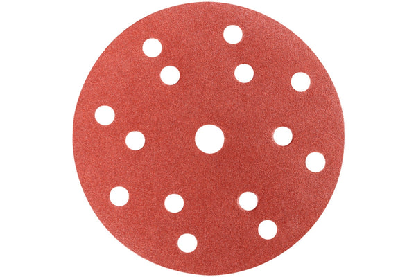Metabo Red Sanding Disc 150mm Multi-Hole: Sandpaper sheet for sanding with holes in center