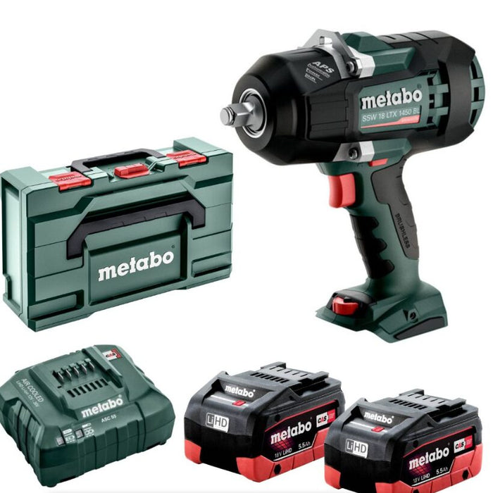 Metabo - Impact Wrench - SSW 18LTX 1450BL with 2x 5.2AhBattery & Charger 602401840, 627044000 & 625368000
