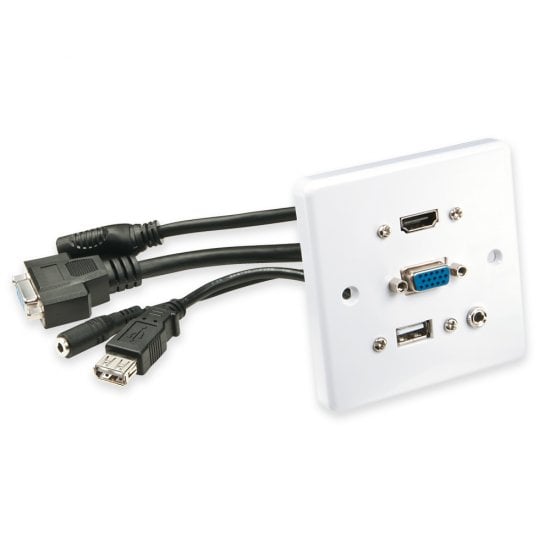 LINDY F-PLATE VGA, HDMI, USB ,3.5MM STEREO (60220) - CNV-AV-USB-FACEPLATE