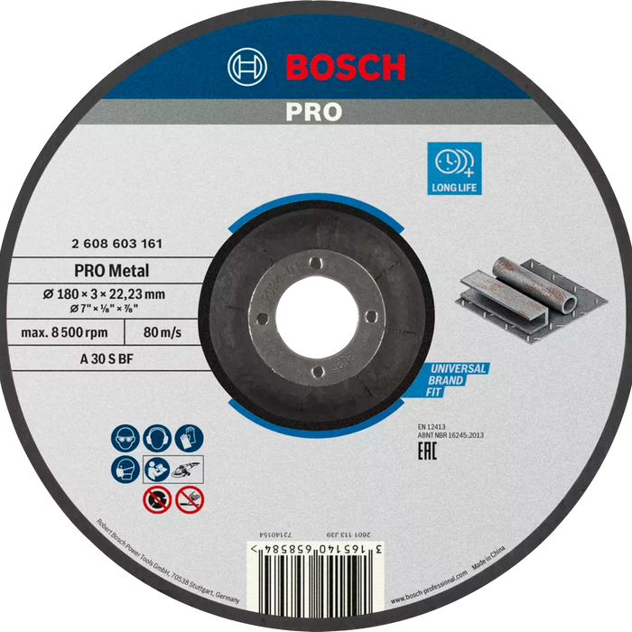 PRO Metal Bonded Cutting Disc, 180 x 3 x 22.23 mm - 2608603161