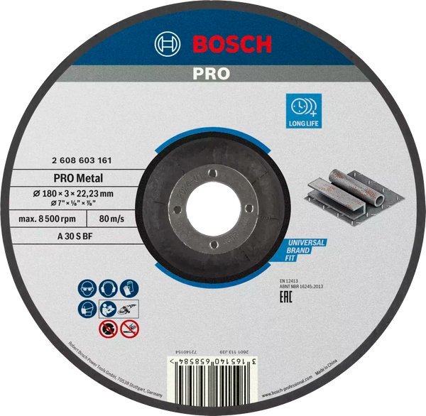 PRO Metal Bonded Cutting Disc, 180 x 3 x 22.23 mm - 2608603161