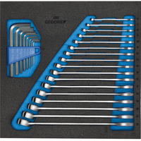Gedore Tool Set: Combination Wrenches & Allen Keys in Check-Tool Insert - Organized & Complete