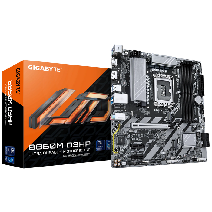 GIGABYTE Intel® B860 Chipset for LGA 1851; 4x DDR5; 2x M2; HDMI/DP; mATX. Gigabyte