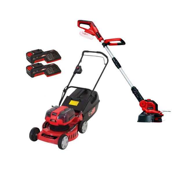 Lawn Star LionMo, 36V Battery Mulch & Catch Lawnmower, 48cm - 30-36480-with 2 4.0ah amp starter kits & Cordless Lawn Trimmer
