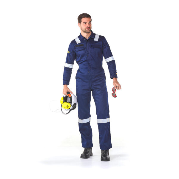 DROMEX BOILERSUIT POSEIDON 220 W/REFL N/BLUE [56]  DW-POS220RTNB-O56
