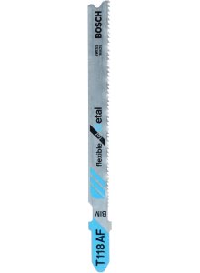 BOSCH T118BF Jigsaw Blade for Metal - BIM, Flexible Metal Cutting Blade, High-Speed Steel (HSS)