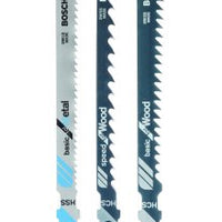 Bosch Jigsaw Blade Set: T111C (Wood), T244D (Speed Wood), T118B (Metal) - High-Speed Steel Blades