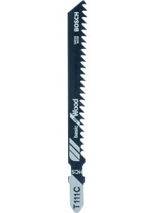 Bosch T111C Jigsaw Blade: Wood Cutting, HCS Steel. Basic Wood Blade for Jigsaws.