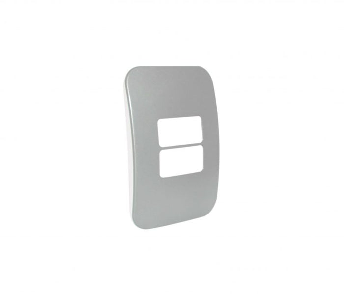 Major Tech Two Single Mod Cover Plate SV/BK Trim (100mmx50mm) Horizontal VB6104SV