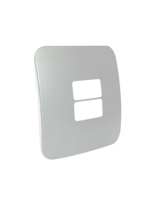 Major Tech Two Single Mod Cover Plate SV/BK Trim (100mmx100mm) Horizontal VB6213SV