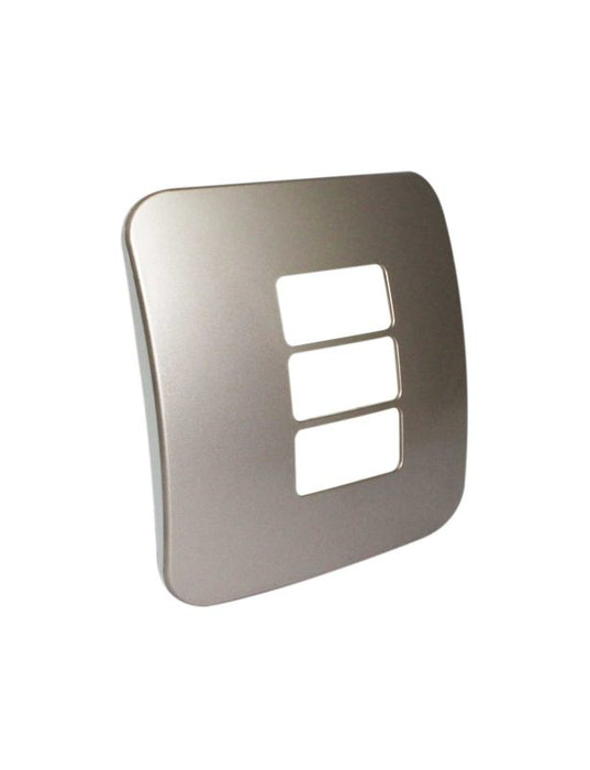 Major Tech Three Single Mod Cover Plate BZ/WT Trim (100mmx100mm) Horizontal V6214BZ