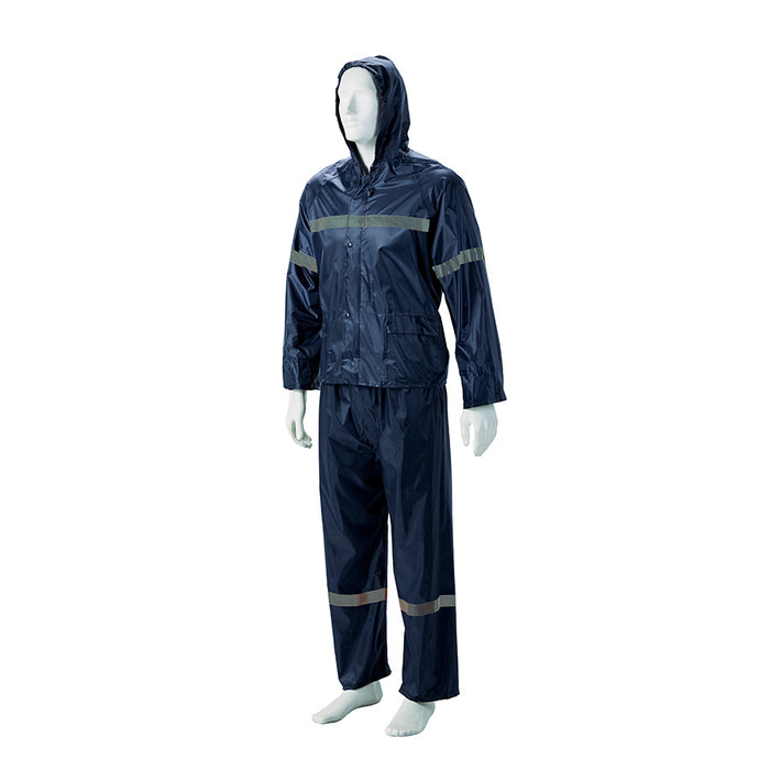 DROMEX RAIN SUIT RUBBER REFL/TAPE N/BLUE [XL]  PRSRUB/BRT-XL
