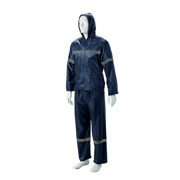 DROMEX RAIN SUIT RUBBER REFL/TAPE N/BLUE [M]  PRSRUB/BRT-M